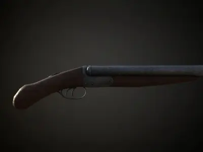 Sawn off double barrel shotgun Low-poly 3D model