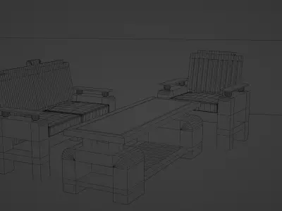 Set Wooden Furniture 6 3D model