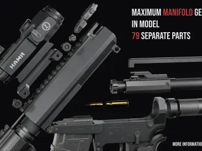 Tactical Modular assault rifle Mk47 mutant ar-15 modul Low-poly 3D model