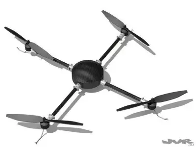 Quadcopter drone with propellers 3D model