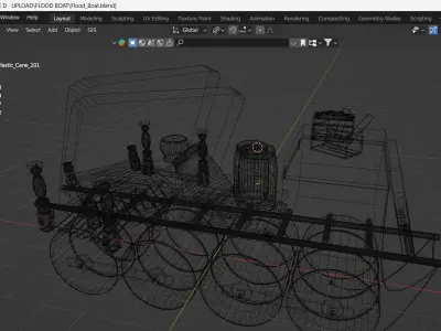 Flood Boat Low-poly 3D model