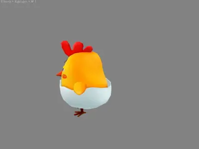 Cartoon chicken Low-poly 3D model