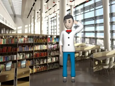 doctor cartoon character in library Free low-poly 3D model