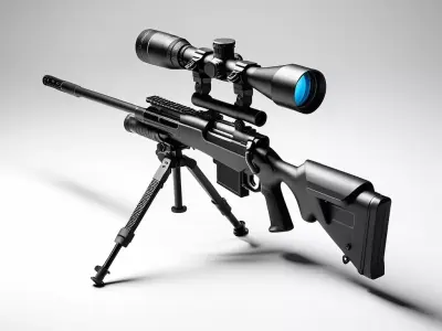 Matte Black Sniper Rifle 3D Model 3D model