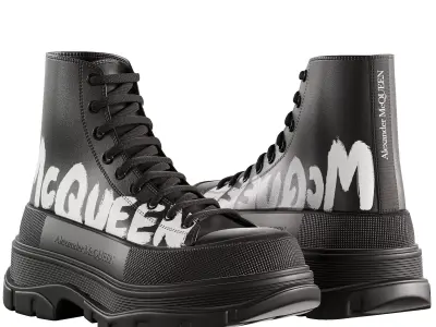 Alexander Mcqueen Tread Slick Boots in Black white Low-poly 3D model