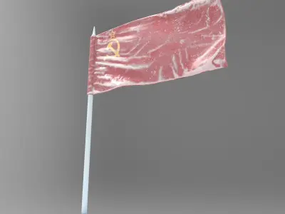 Soviet Union Frozen Flag - Animated 3D PBR Model 3D model