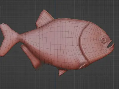 Piranha Low Poly fish 3D model