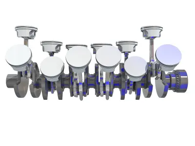 Animated V12 Engine Cylinders 3D model