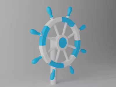 Ships Steering Wheel Low-poly 3D model
