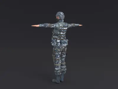 Female Soldier Rigged Low-poly 3D model