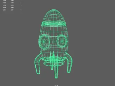 Low Poly Cartoonic Rocket 3d model Free low-poly 3D model