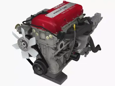 Nissan SR20DET Red Top engine Low-poly 3D model