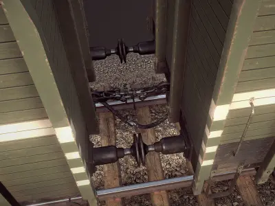 Railway Covered Goods Wagon 18T Vr5 DR Green Low-poly 3D model