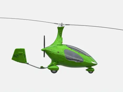 Gyroplane Autogyro Cavalon Green 3D model
