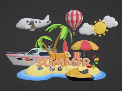 Summer Mega Pack Low-poly 3D model