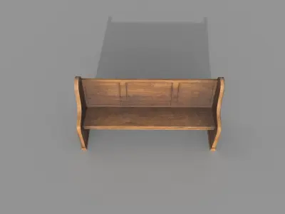 Church Bench Lowpoly Game-Ready PBR 3D Model Low-poly 3D model
