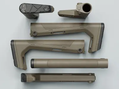 HRS Light Fixed Buttstock - Replica Low-poly 3D model