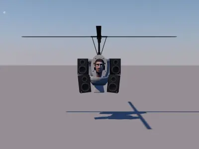 Skibidi Toilet Helicopter Low-poly 3D model Low-poly 3D model