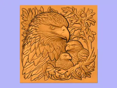 AGUIA E FILHOTES BAS RELIEF 3D model