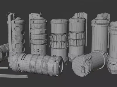 Sci-Fi Grenade Pack Low-poly 3D model