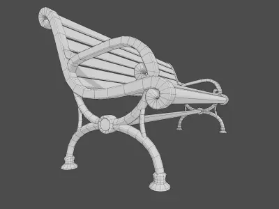 Victorian street bench Low-poly 3D model
