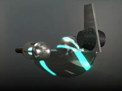 Space Boat Low-poly 3D model