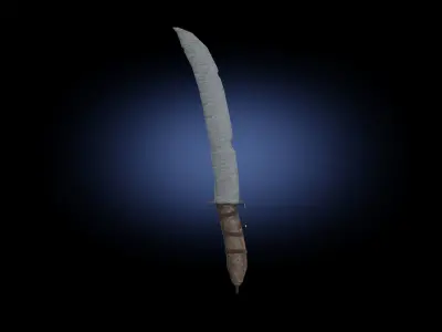 Low poly sword game ready PBR samurai Free low-poly 3D model