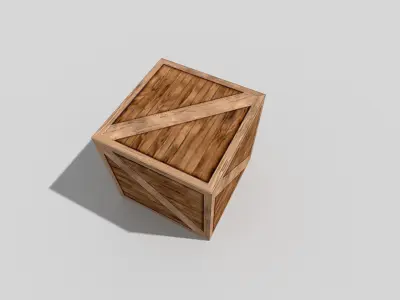 low poly wooden box Low-poly 3D model