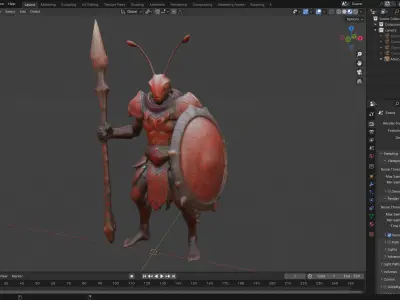 Ant Warrior 3D Model Unique Game Ready Fantasy Character Low-poly 3D model
