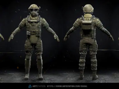 Modern Soldier Low-poly 3D model