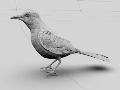 Mockingbird Low Poly Rigged with high quality texture Low-poly 3D model