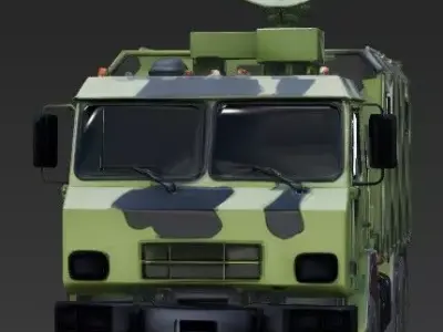 Realistic Military Radar Truck 3D Model Low-poly 3D model