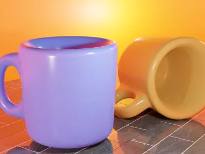 3d Mug two coffee mugs Free 3D model