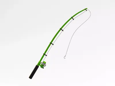 Reel fishing rod Low-poly 3D model