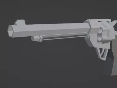 Low-poly gun revolver Free low-poly 3D model