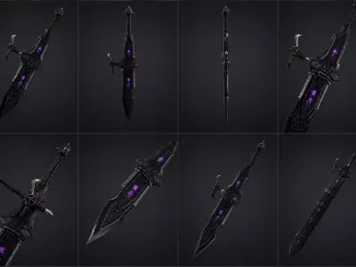 Corrupted Fantasy Greatsword Low-poly 3D model