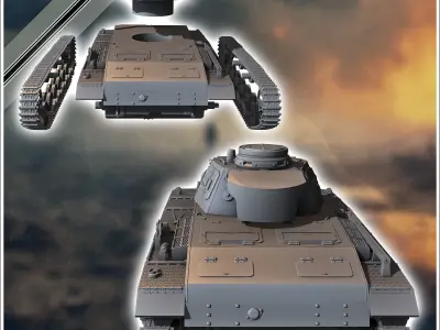 Panzer III Ausf J early - miniatures tabletop scenery 3D print model