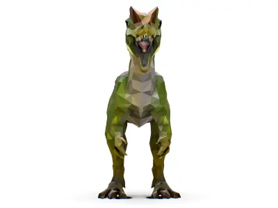 Dinosaur Dilo Green Lowpoly Art Style Animal Low-poly 3D model Low-poly 3D model