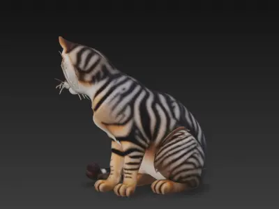 Cat Realistic 3D Model - Low Poly Realistic Low-poly 3D model