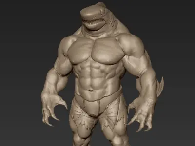 Sharkman 3D Print Model humanoid creature 3D model