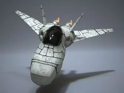 Spaceship with two wings 3D model