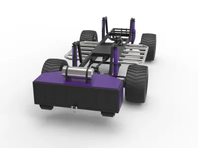 Pulling truck chassis 3D model