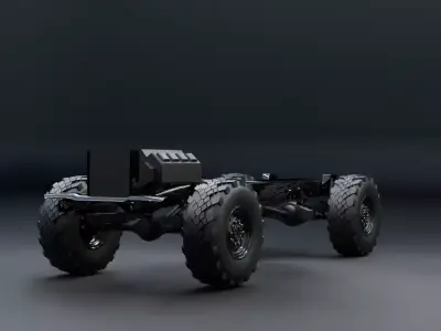 Rigged 4x4 Off Road Truck Chassis Frame Vehicle Platform Low-poly 3D model