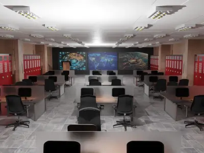 Mission Control Center Low-poly 3D model