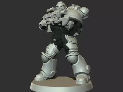 Sci-Fi Heavy Trooper STL Modular Power Armor 32mm Miniature V2 3D print model