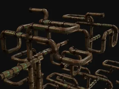 Lead Rusty Plumber Pipes Free low-poly 3D model