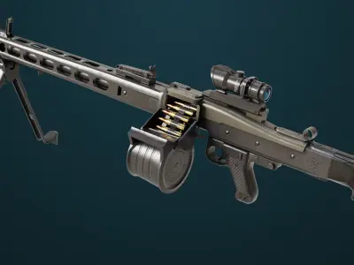 Machine Gun 08 Black All PBR Unity UE Textures Low-poly 3D model