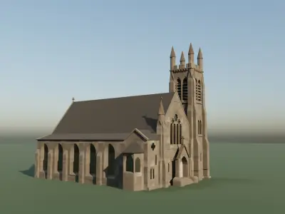 Scottish Church - Game Ready Free low-poly 3D model