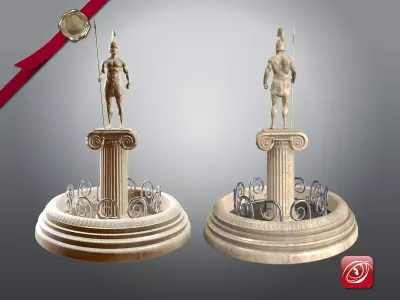 Greek Fountain Sculpture 001 Low-poly 3D model