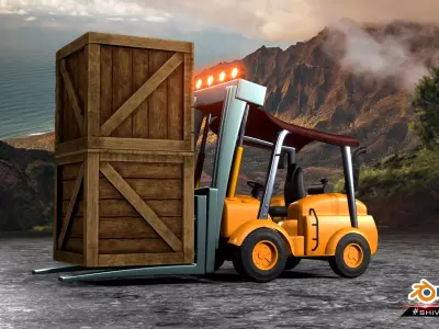 Very detailed 3d model of Forklift made on blender Low-poly 3D model